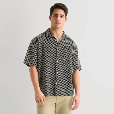 Arizona Mens Short Sleeve Regular Fit Button-Down Shirt