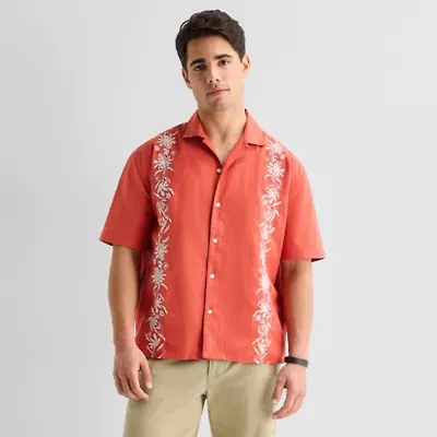 Arizona Mens Short Sleeve Regular Fit Button-Down Shirt