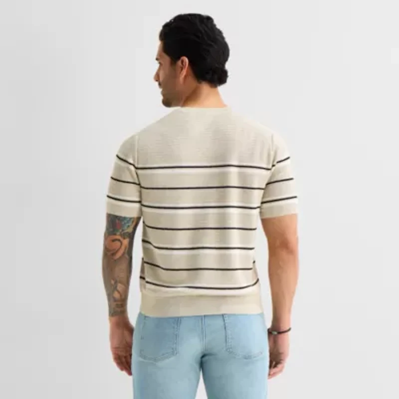 mutual weave Mens Crew Neck Short Sleeve Pullover Sweater