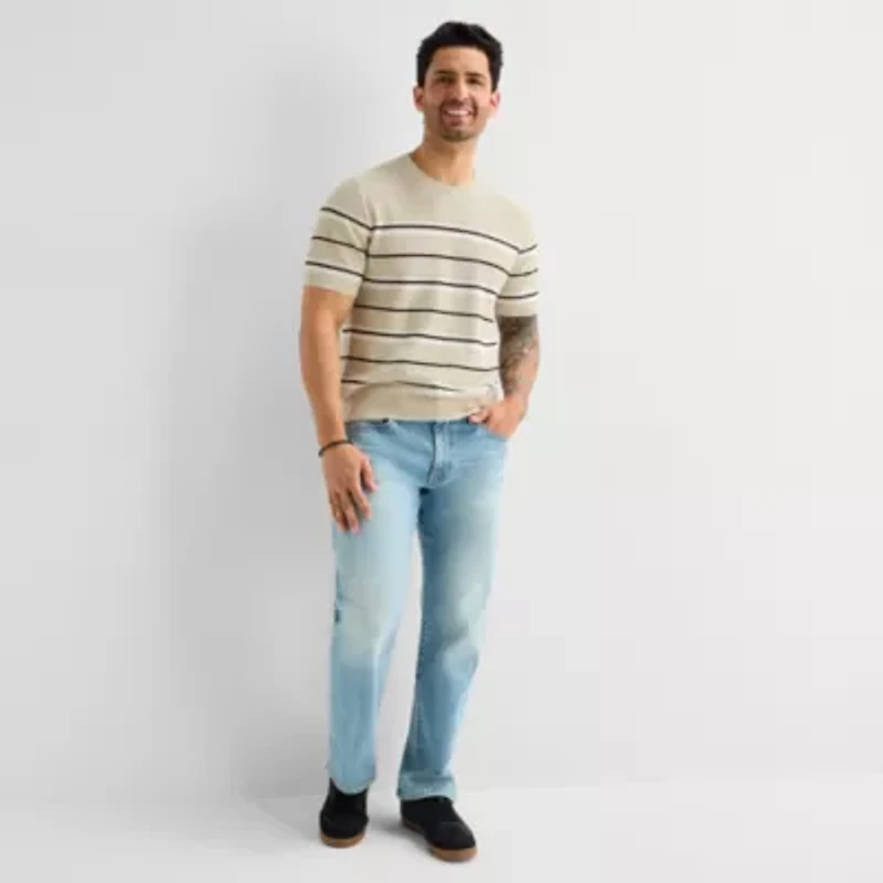 mutual weave Mens Crew Neck Short Sleeve Pullover Sweater