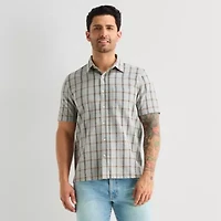 mutual weave Mens Short Sleeve Classic Fit Button-Down Shirt