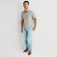 mutual weave Mens Short Sleeve Classic Fit Button-Down Shirt