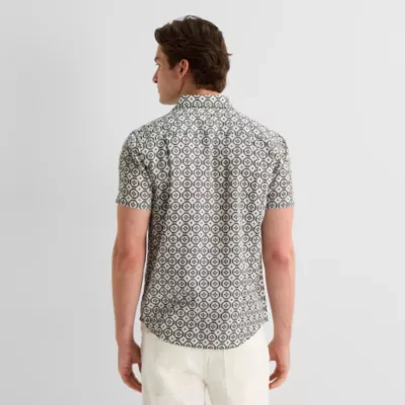 mutual weave Mens Short Sleeve Classic Fit Button-Down Shirt