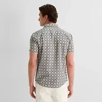 mutual weave Mens Short Sleeve Classic Fit Button-Down Shirt