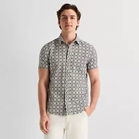 mutual weave Mens Short Sleeve Classic Fit Button-Down Shirt