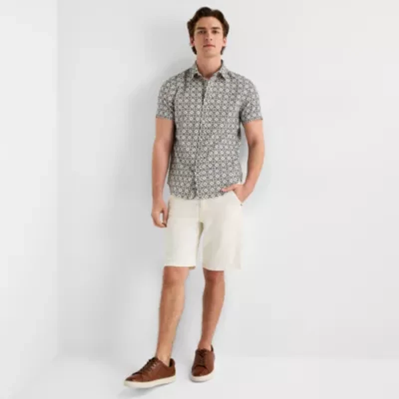 mutual weave Mens Short Sleeve Classic Fit Button-Down Shirt