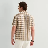 mutual weave Mens Short Sleeve Classic Fit Button-Down Shirt