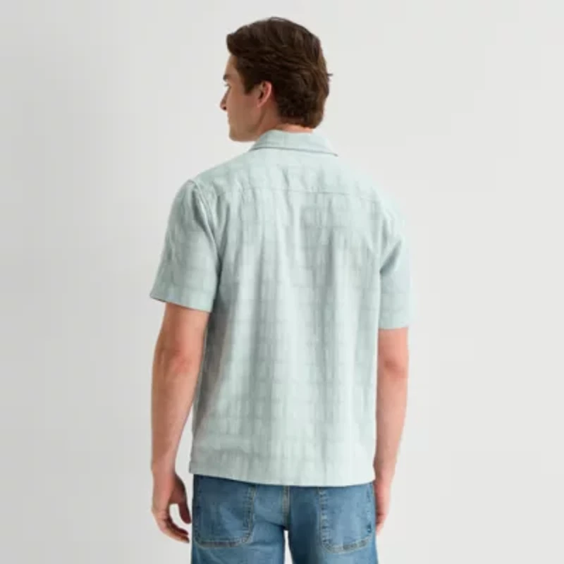 mutual weave Mens Short Sleeve Classic Fit Button-Down Shirt