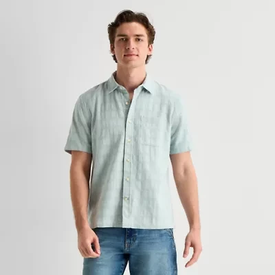 mutual weave Mens Short Sleeve Classic Fit Button-Down Shirt
