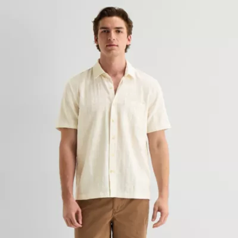mutual weave Mens Short Sleeve Classic Fit Button-Down Shirt