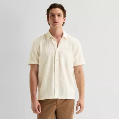 mutual weave Mens Short Sleeve Classic Fit Button-Down Shirt