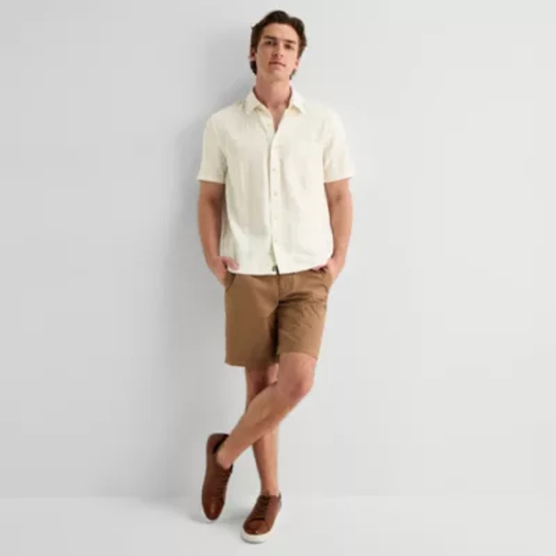 mutual weave Mens Short Sleeve Classic Fit Button-Down Shirt