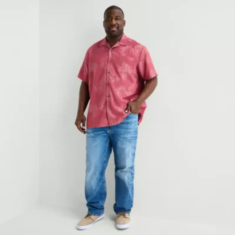 St. John's Bay Button-Down Mens Short Sleeve Breathable Big and Tall Camp Shirt