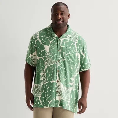 St. John's Bay Button-Down Mens Short Sleeve Breathable Big and Tall Camp Shirt