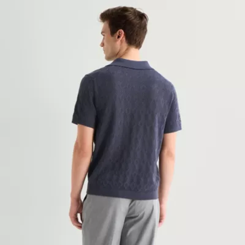 J. Ferrar Johnny Collar Mens Short Sleeve Polo Sweater