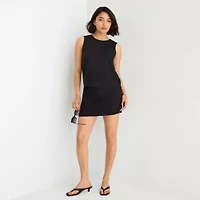 a.n.a Linen Womens Round Neck Sleeveless Blouse