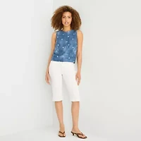 a.n.a Linen Womens Round Neck Sleeveless Blouse