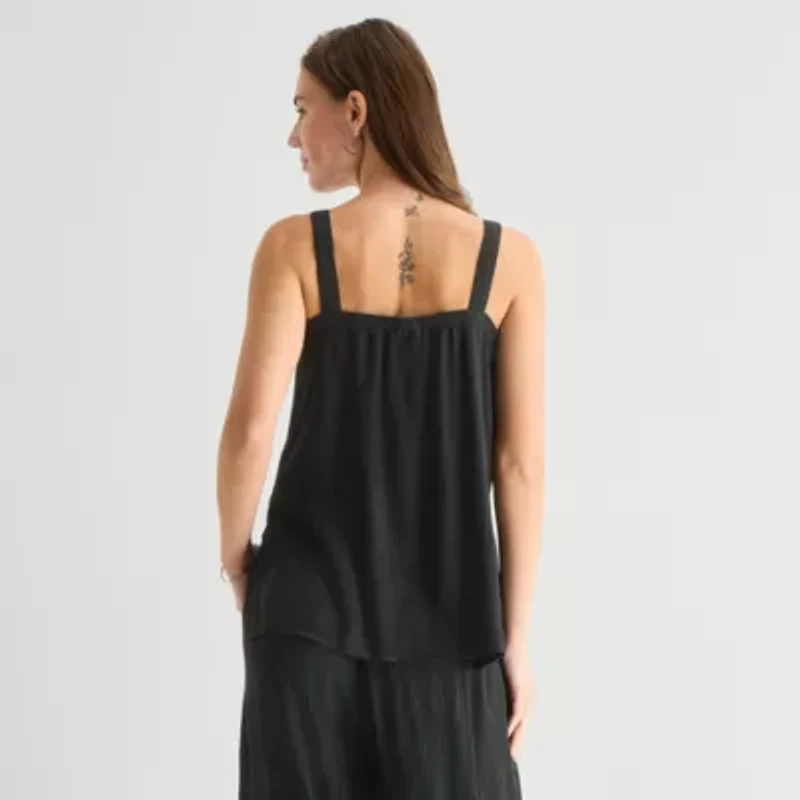 a.n.a Womens Square Neck Sleeveless Tunic Top