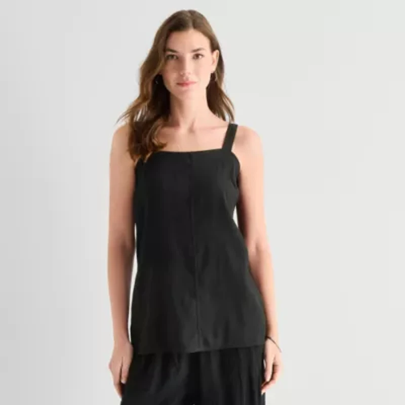 a.n.a Womens Square Neck Sleeveless Tunic Top