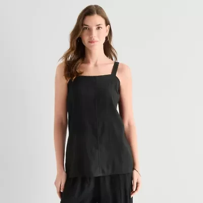 a.n.a Womens Square Neck Sleeveless Tunic Top