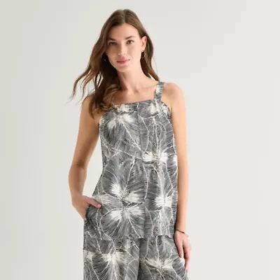 a.n.a Womens Square Neck Sleeveless Tunic Top