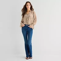 a.n.a Sheer Womens Split Tie Neck Long Sleeve Blouse