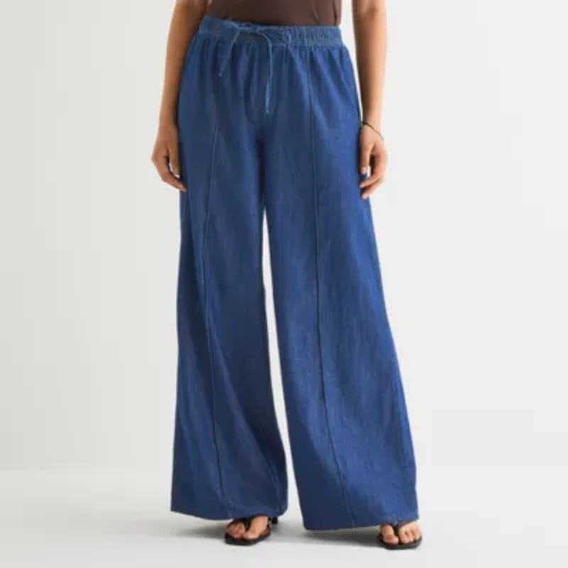 a.n.a Womens Mid Rise Wide Leg Jean