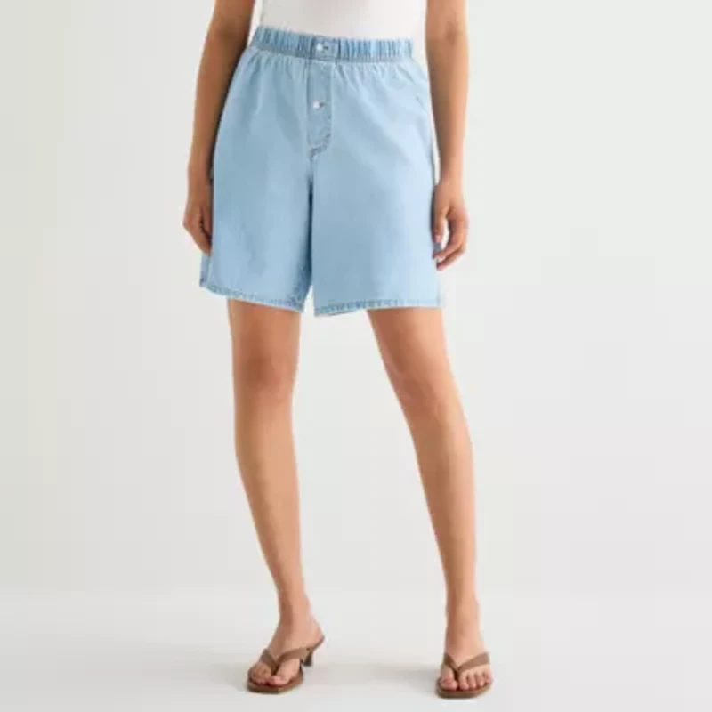 a.n.a Womens Denim Pull-On Short