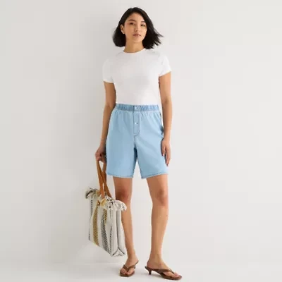 a.n.a Womens Denim Pull-On Short