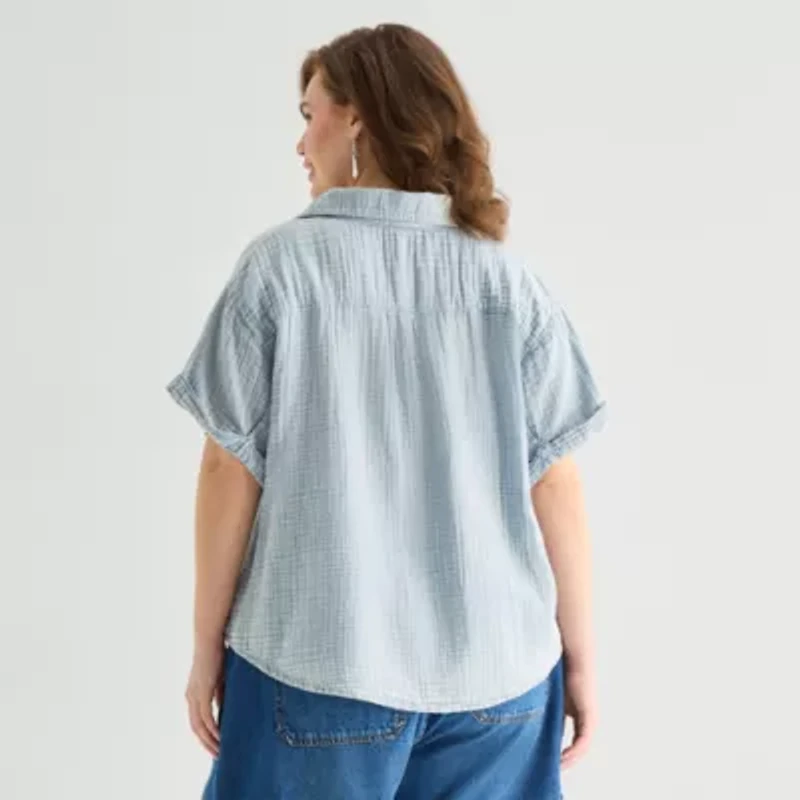 a.n.a Womens Plus Short Sleeve Blouse