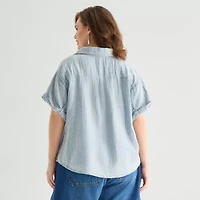 a.n.a Womens Plus Short Sleeve Blouse
