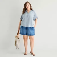 a.n.a Womens Plus Short Sleeve Blouse