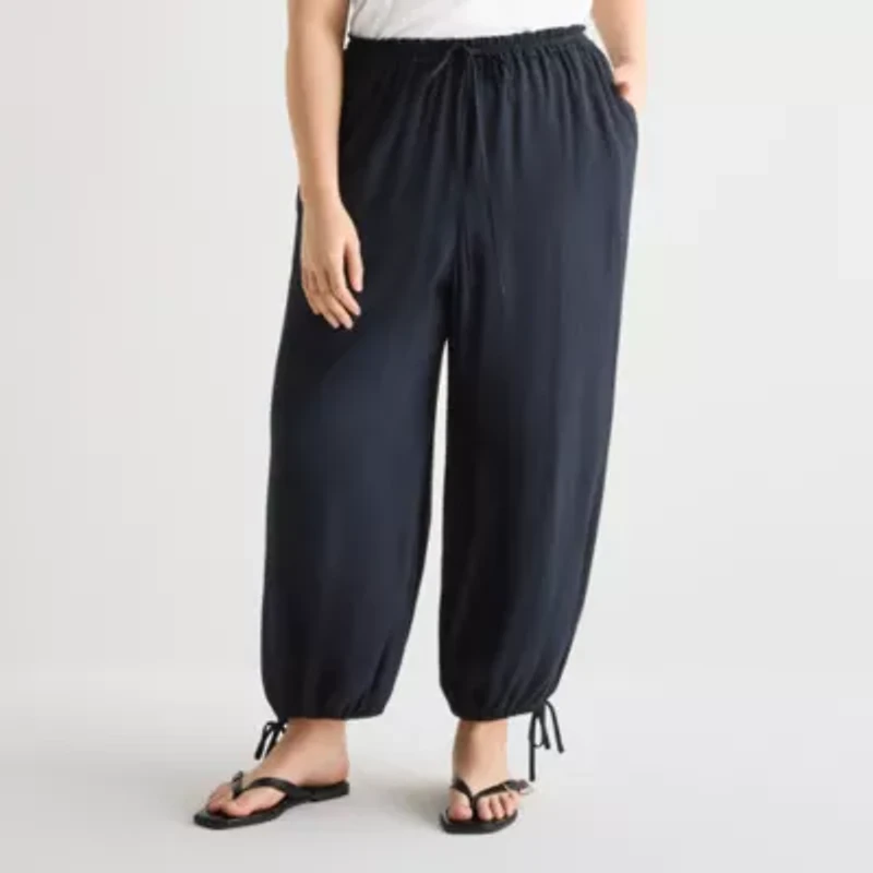 a.n.a Womens Plus Crinkle Harem Pant