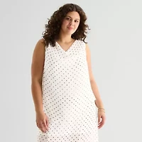 a.n.a Sheer Womens Plus Draped Neck Sleeveless Tank Top