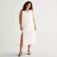 a.n.a Sheer Womens Plus Draped Neck Sleeveless Tank Top