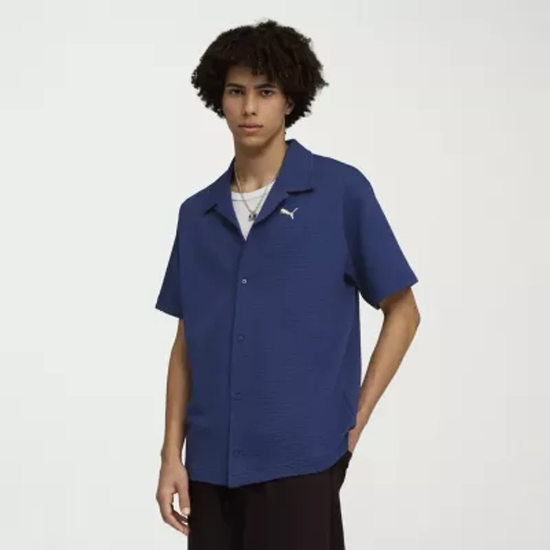 PUMA Mens Short Sleeve Regular Fit Stretch Fabric Button-Down Shirt