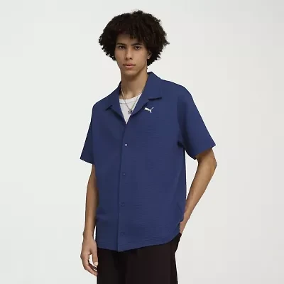 PUMA Mens Short Sleeve Regular Fit Stretch Fabric Button-Down Shirt