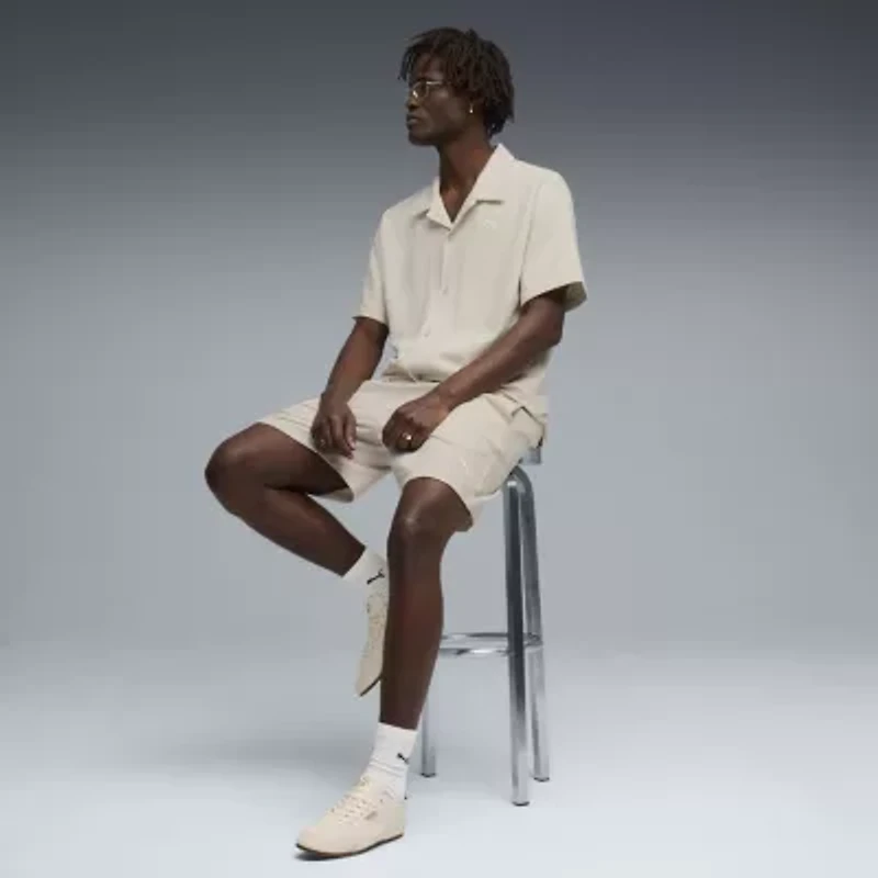 PUMA Mens Short Sleeve Regular Fit Stretch Fabric Button-Down Shirt