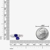 Womens Diamond Accent Lab Created Sapphire Sterling Silver -Stone Side Stone Cocktail Ring