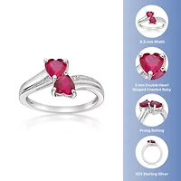 Womens Diamond Accent Lab Created Pink Sapphire Sterling Silver Side Stone Cocktail Ring