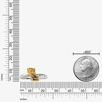 Womens Diamond Accent Genuine Yellow Citrine Sterling Silver -Stone Side Stone Cocktail Ring