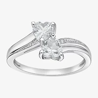 Womens Diamond Accent Genuine White Topaz Sterling Silver Side Stone Cocktail Ring
