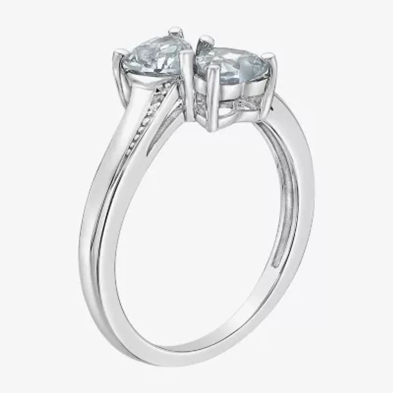 Womens Diamond Accent Genuine White Topaz Sterling Silver Side Stone Cocktail Ring