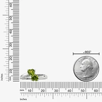 Womens Diamond Accent Genuine Green Peridot Sterling Silver Side Stone Cocktail Ring
