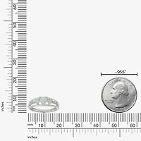 Womens Diamond Accent Lab Created White Opal Sterling Silver 3-Stone Side Stone Cocktail Ring