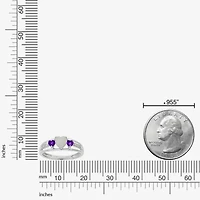 Womens Diamond Accent Lab Created White Opal Sterling Silver 3-Stone Side Stone Cocktail Ring