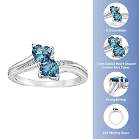 Womens Diamond Accent Genuine Blue Topaz Sterling Silver Side Stone Cocktail Ring