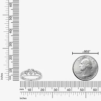 Womens Diamond Accent Genuine White Topaz Sterling Silver 3-Stone Side Stone Cocktail Ring