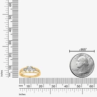 Womens Diamond Accent Genuine White Topaz 18K Gold Over Silver 3-Stone Side Stone Cocktail Ring