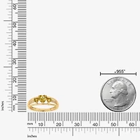 Womens Diamond Accent Genuine Yellow Citrine 18K Gold Over Silver 3-Stone Side Stone Cocktail Ring